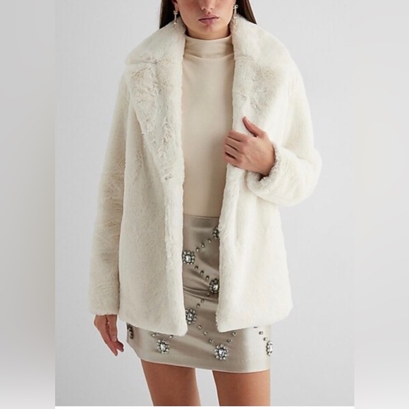Express Jackets & Blazers - Express white faux fur coat